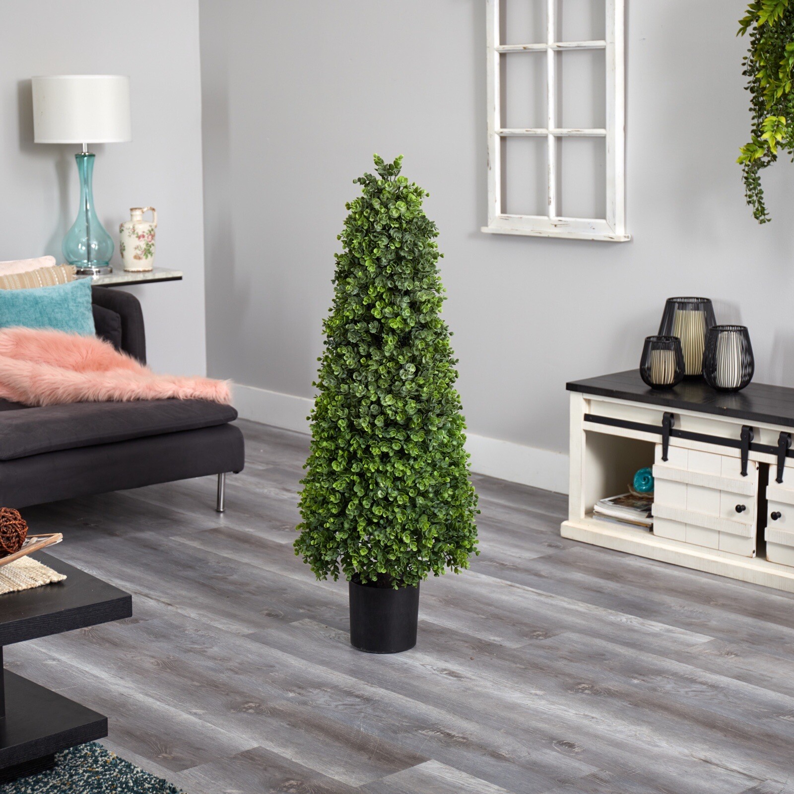 4’ Eucalyptus Topiary Artificial Tree (Indoor/Outdoor) Home Decor. Retail $307