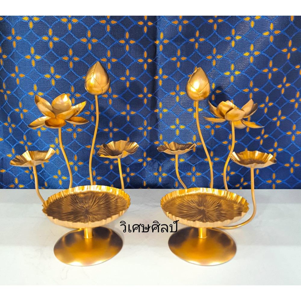 Thai Art Home Decor Gold Brass Lotus Flower Tray Handmade Ornament New year Gift