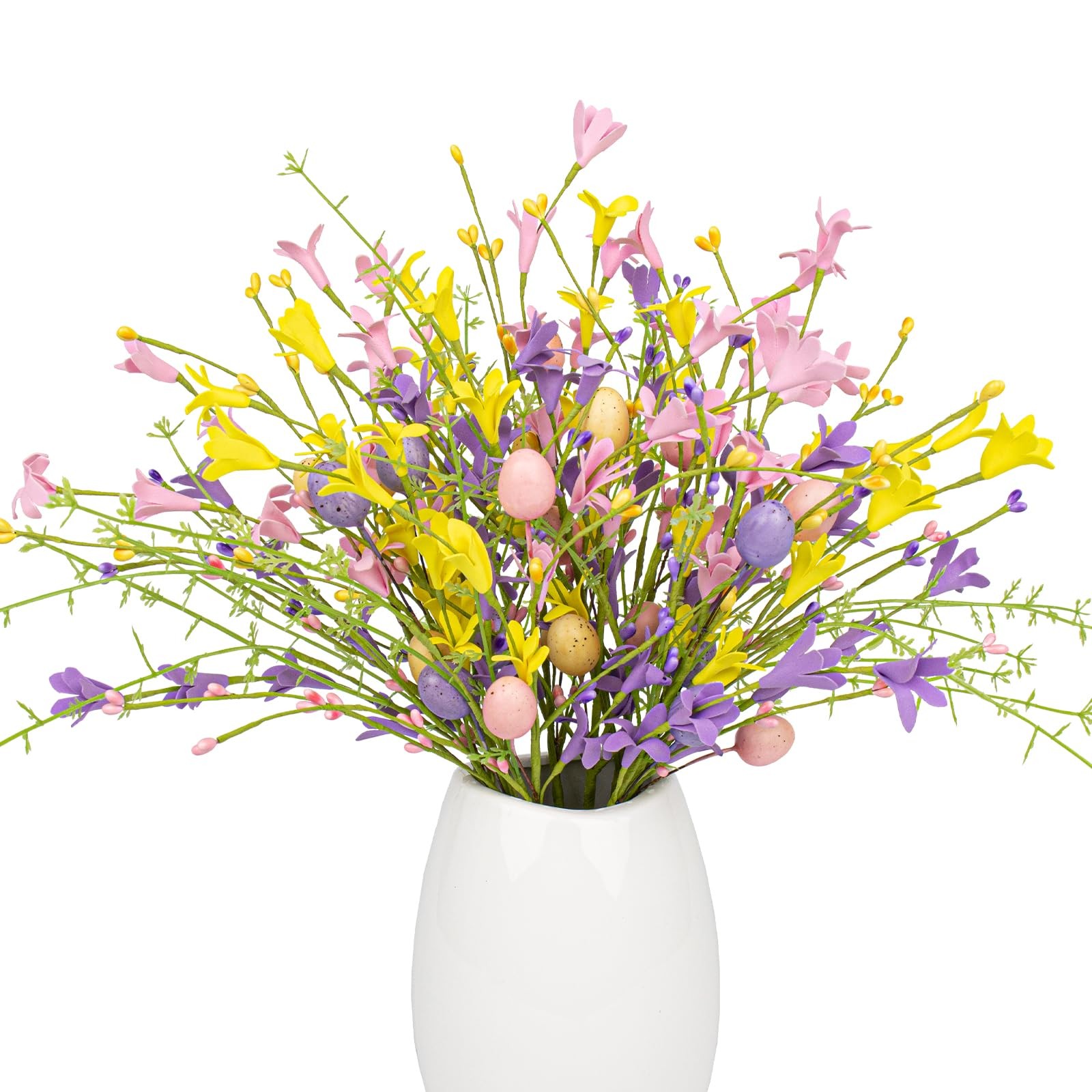 Easter Flower Decorations 12 Pack Easter Egg Picks Artificial Forsythia Flowe…