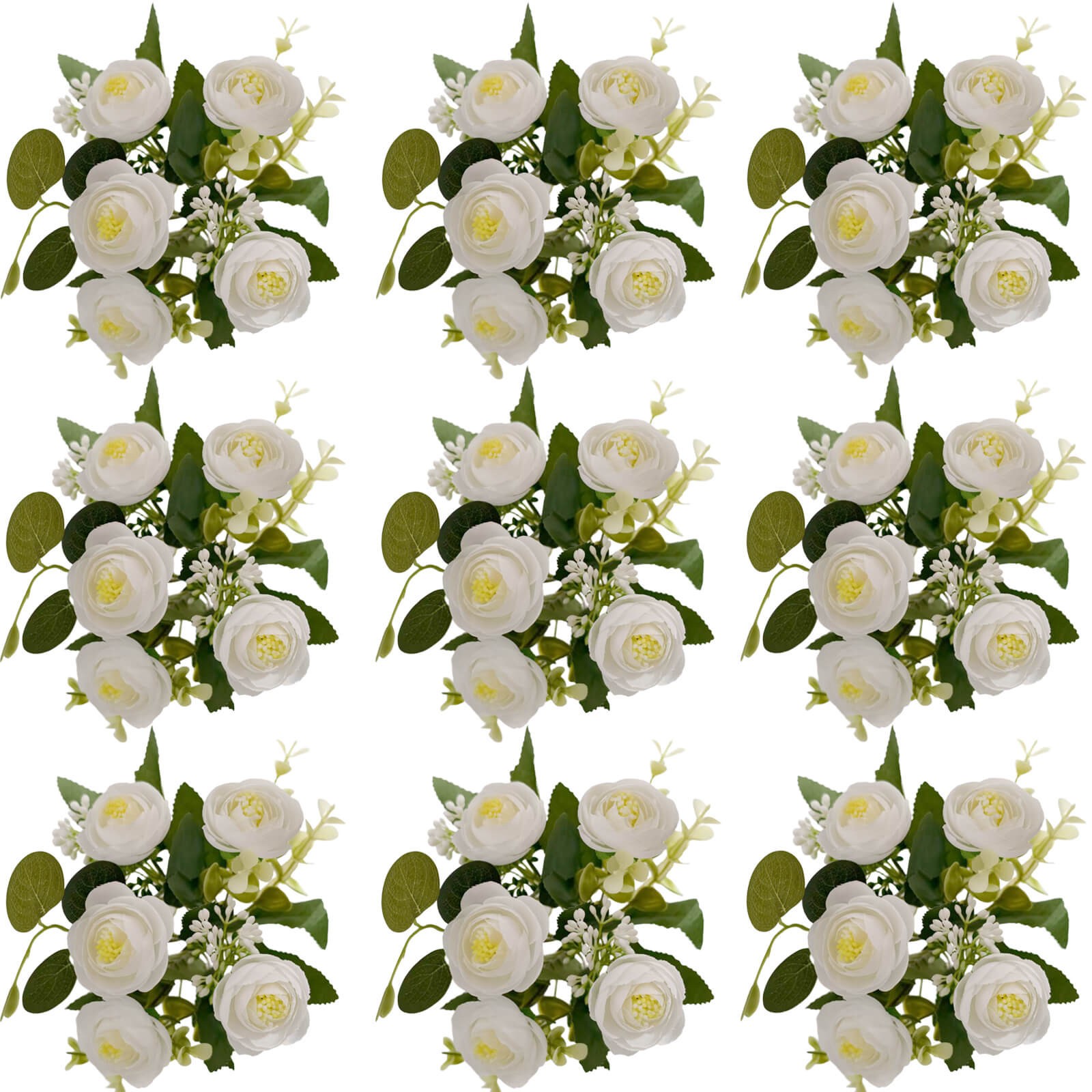 9 Pack Artificial Faux Silk Roses -Wedding Home Decor DIY Party Centerpieces