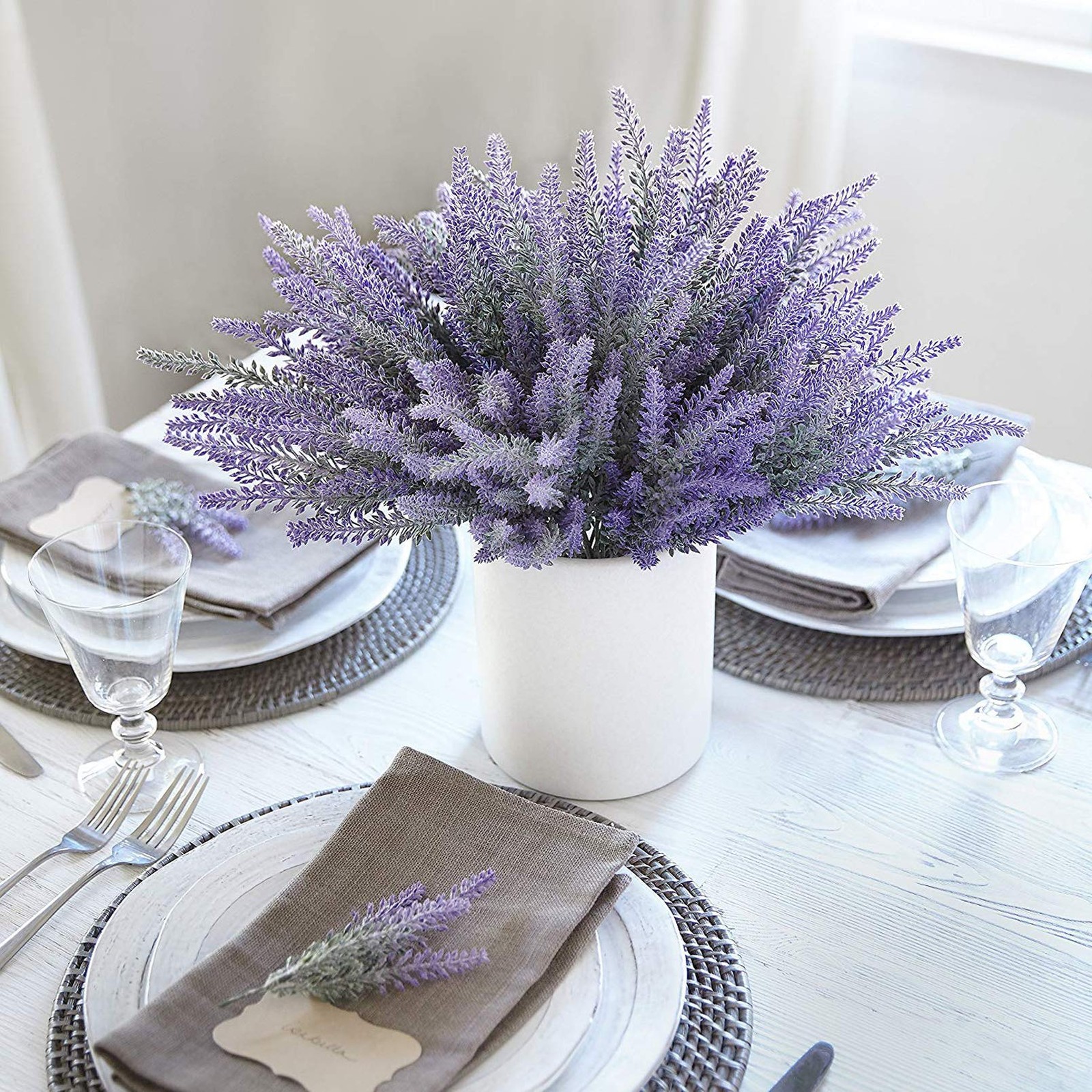 10 Bundles Fake Flowers Artificial Lavender Plants, Purple
