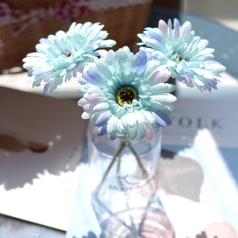 1Pc/3Pc/6Pc Artificial Silk Gerbera Flowers Wedding Home Verandahs Table Decor F