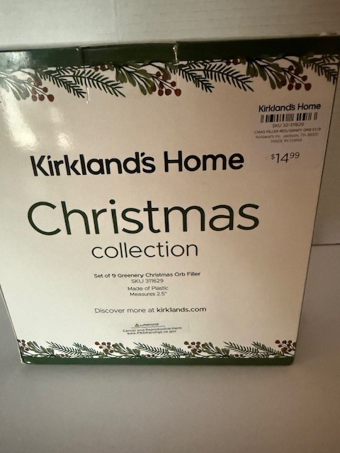 NEW Kirkland’s Home Set of 9 CHRISTMAS ORB FILLER 2.5″ Red & Green