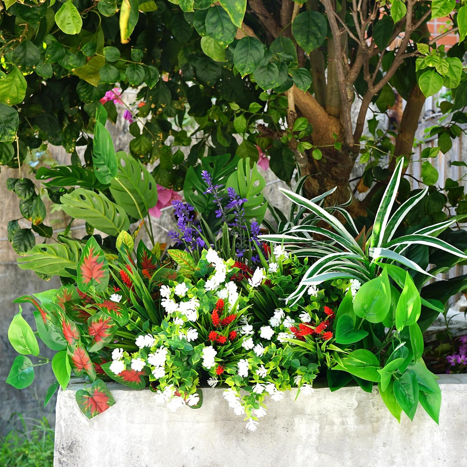 18Pcs UV Resistant Faux Greenery for Outdoor Patio & Garden Decor