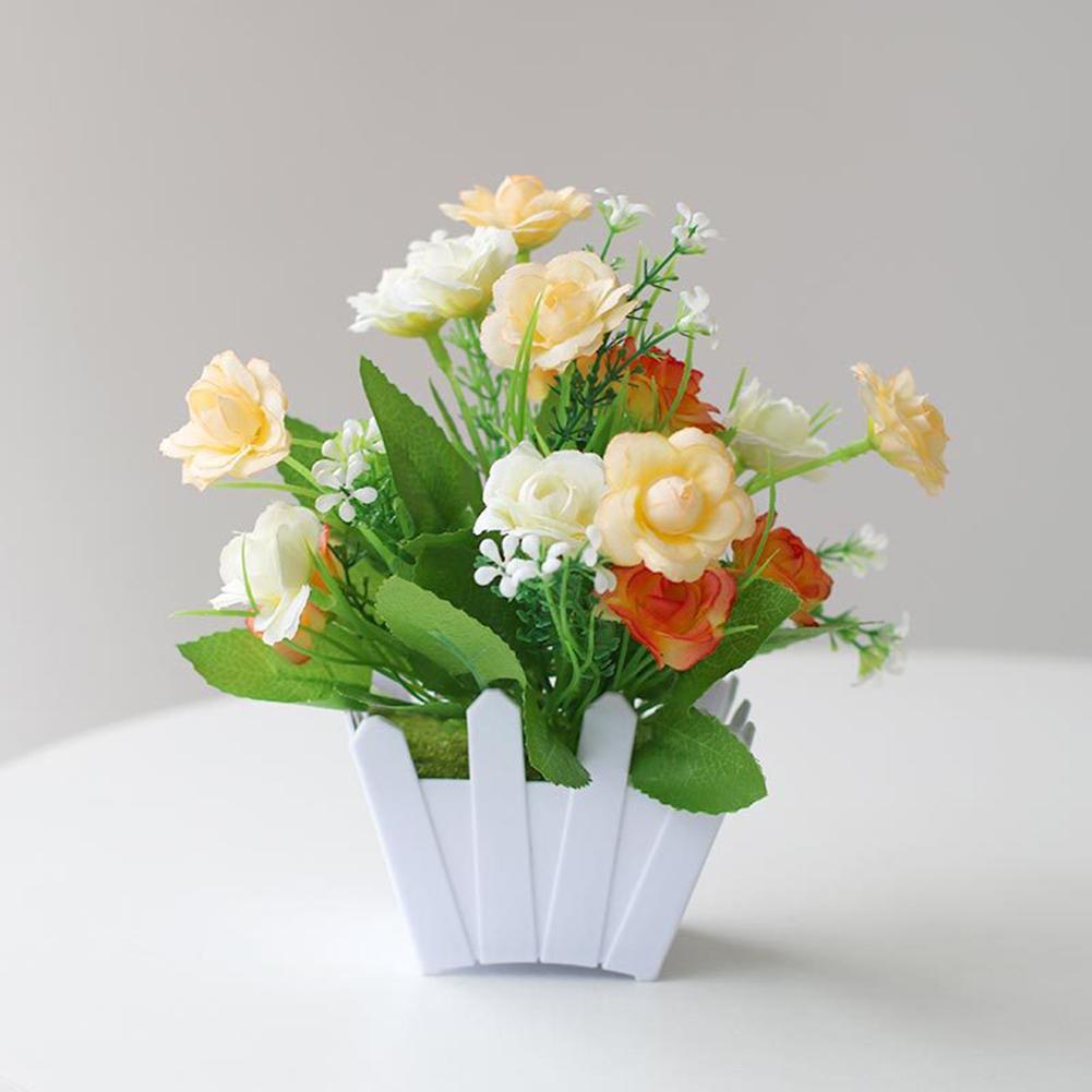 “Artificial Potted Flowers for Home Decor – Fake Rose Plant Set”