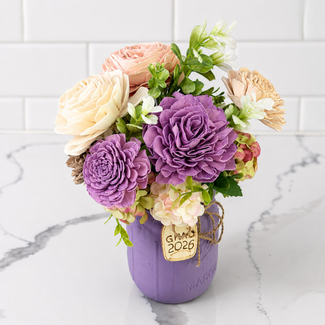 Sola Wood Floral Arrangement 16oz Mason Jar Personalised Custom Home Decor Gift