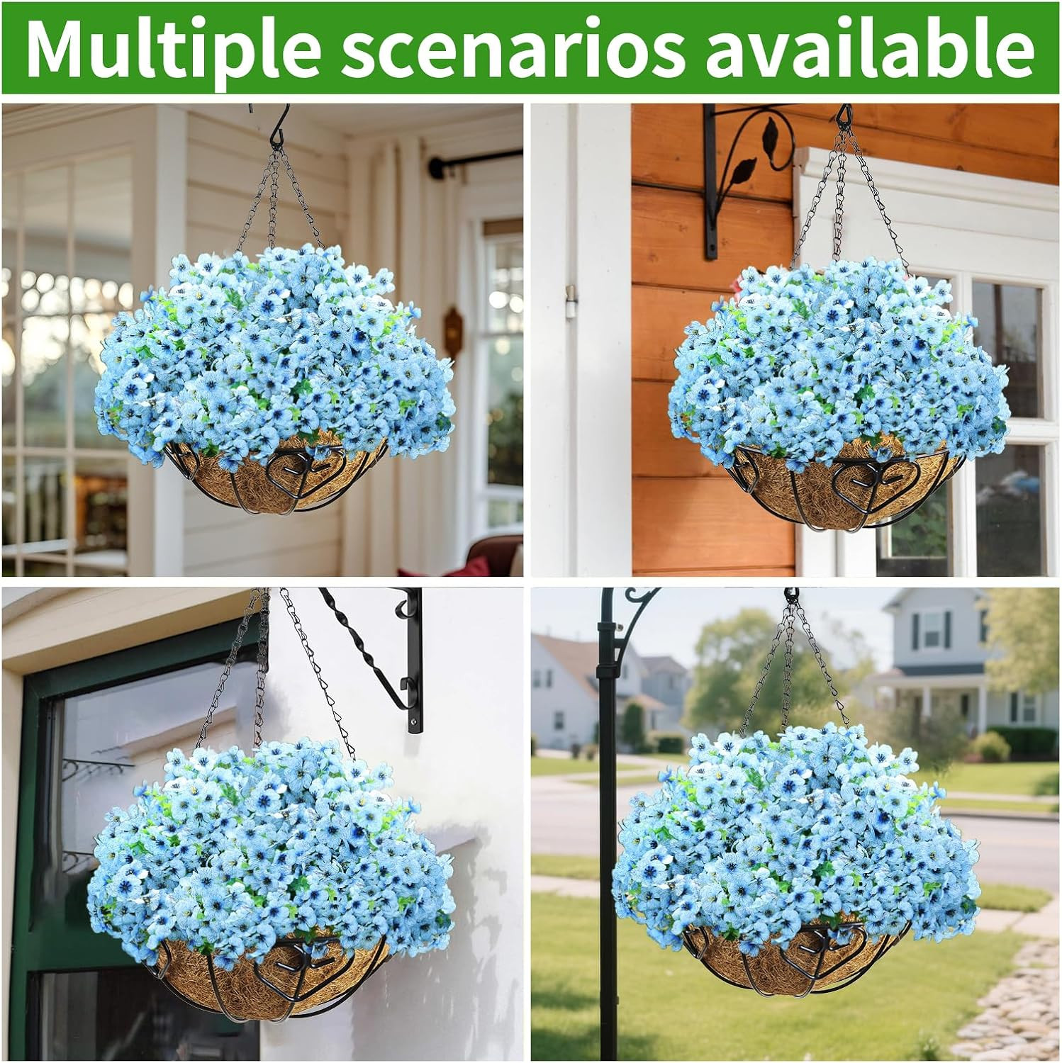 Artificial Hanging Flower for Outdoors, Fake Hanging Basket for Outside,1 Hangin