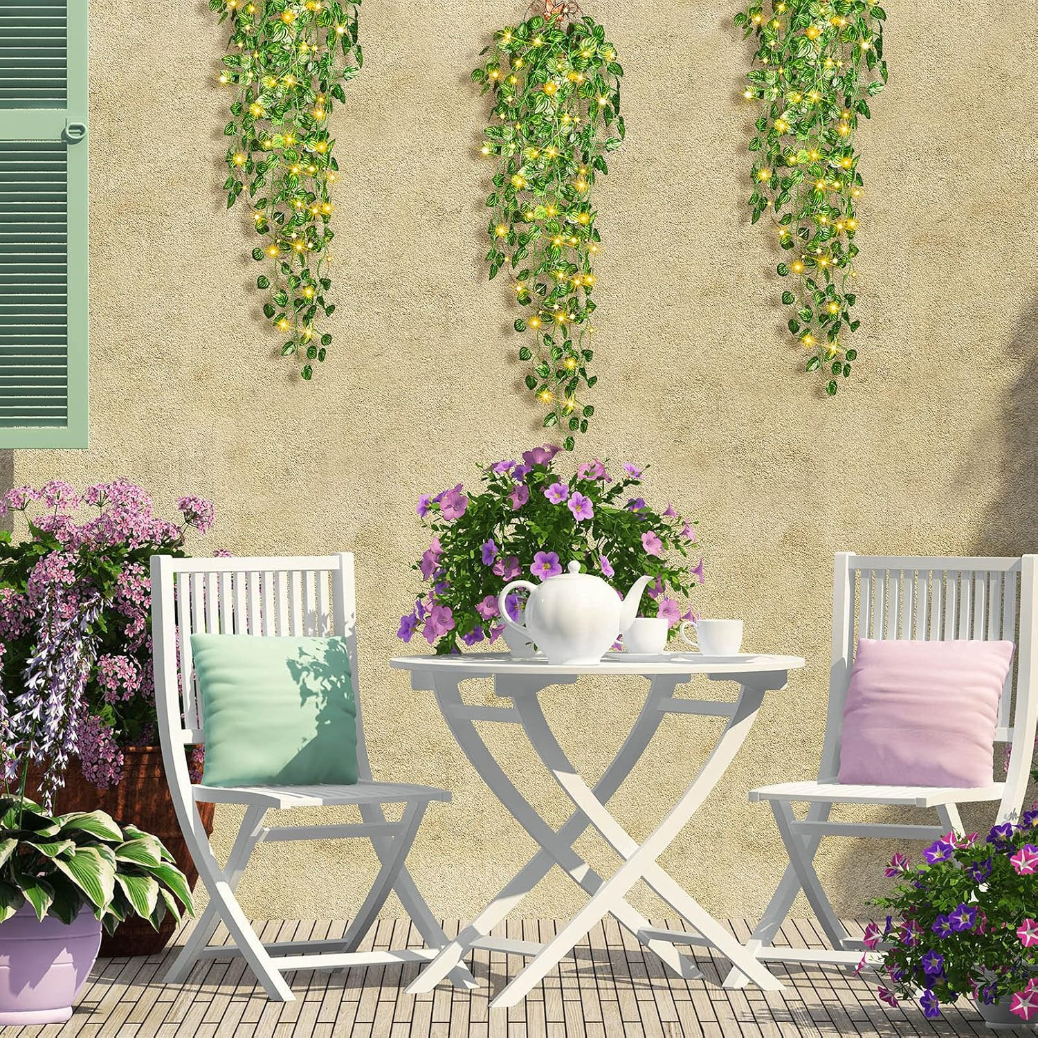 3 Packs LED Artificial Hanging Plants, 3.6 Ft Fake Hanging Plant, Ivy Vine Fake