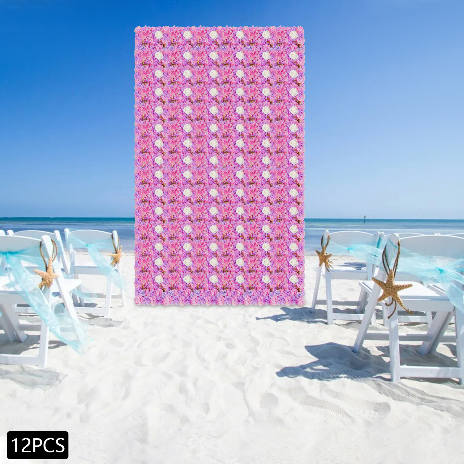 3D Flower Wall Panel-12 Pcs Artificial Flower Wall Background Silk Rose Mat