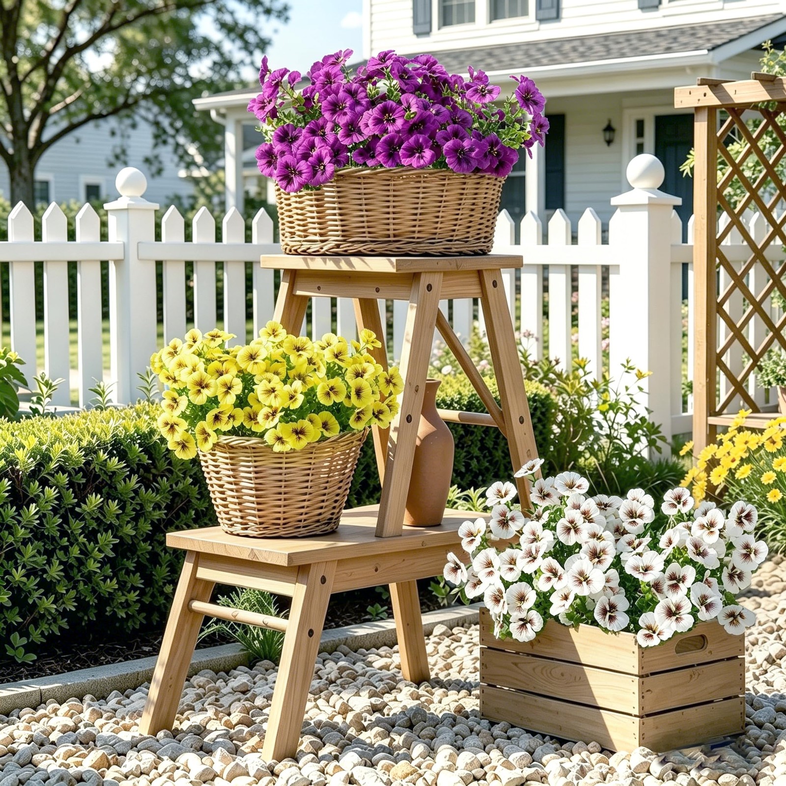 Silk Pansy Flowers UV Protected Outdoor Flowerpot Decor 15 Pcs