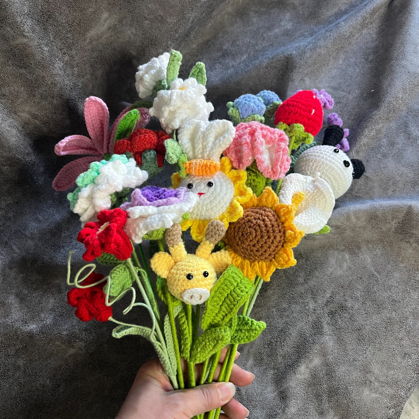 Hand Knitted Flower Yarn Crochet Flowers Hand Craft