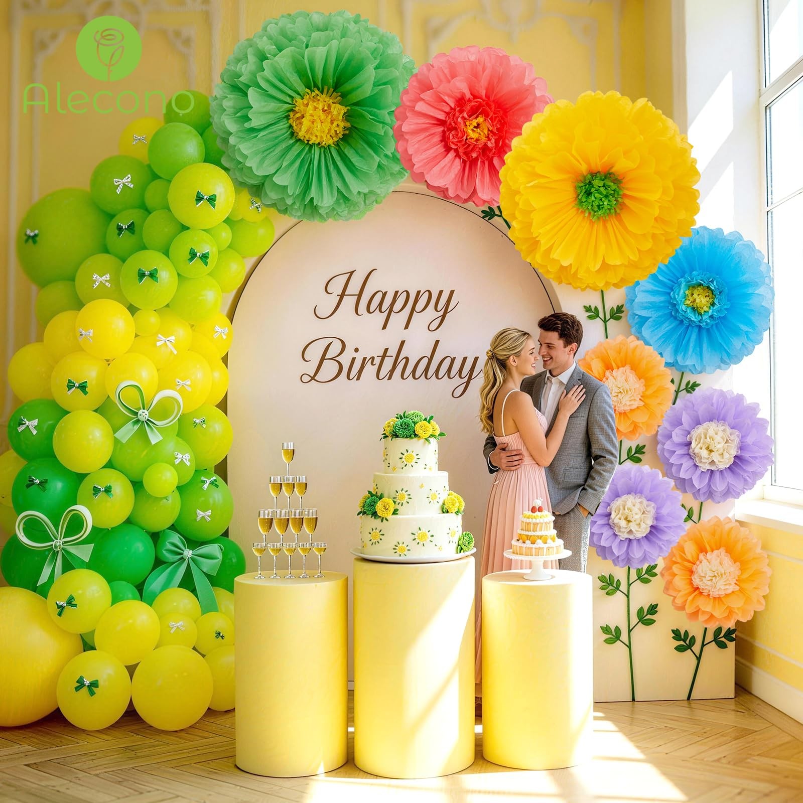 6 PCS Giant Paper Flowers Extra Large Handcrafted Wall Decor 31/24/20 Inch