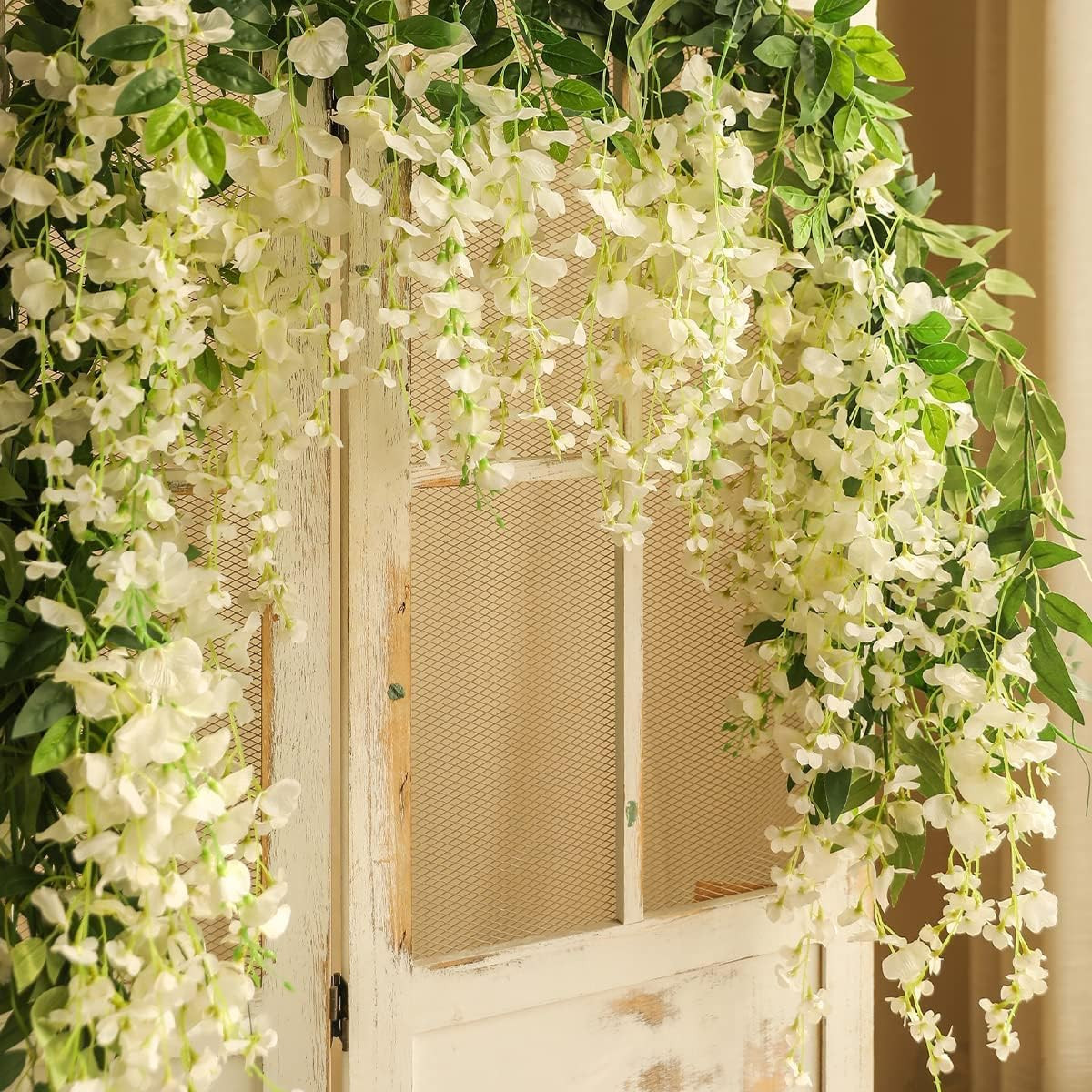 3Pcs 7.2Ft White Wisteria Garland for Wedding & Home Decor
