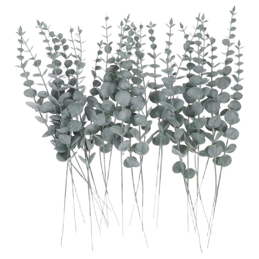 25Pcs Reusable Plastic Eucalyptus Stems Greenery Wedding Farmhouse Decor