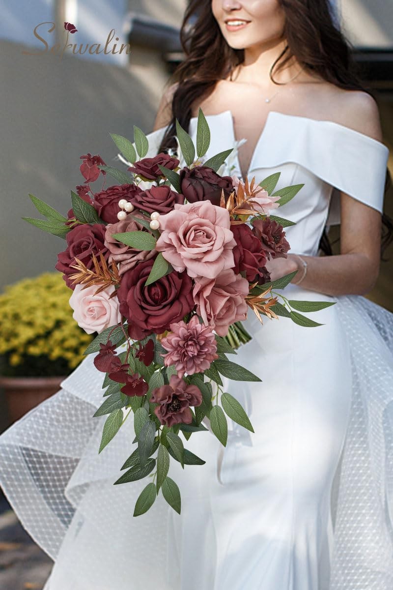 Artificial Flowers Wedding Flowers, Fake Burgundy Flowers Pink Bridal Shower …