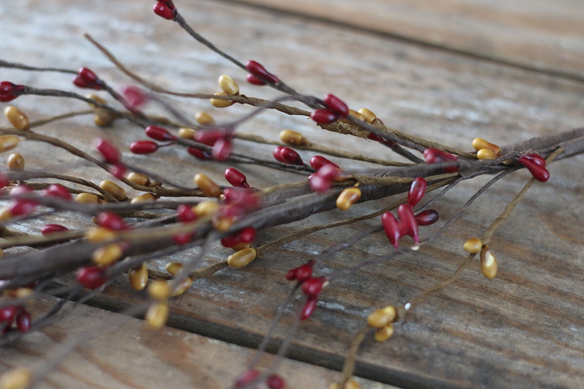 Pip Berry Pick Burgundy Mustard Gold Country Primitive Floral Decor 26 inch