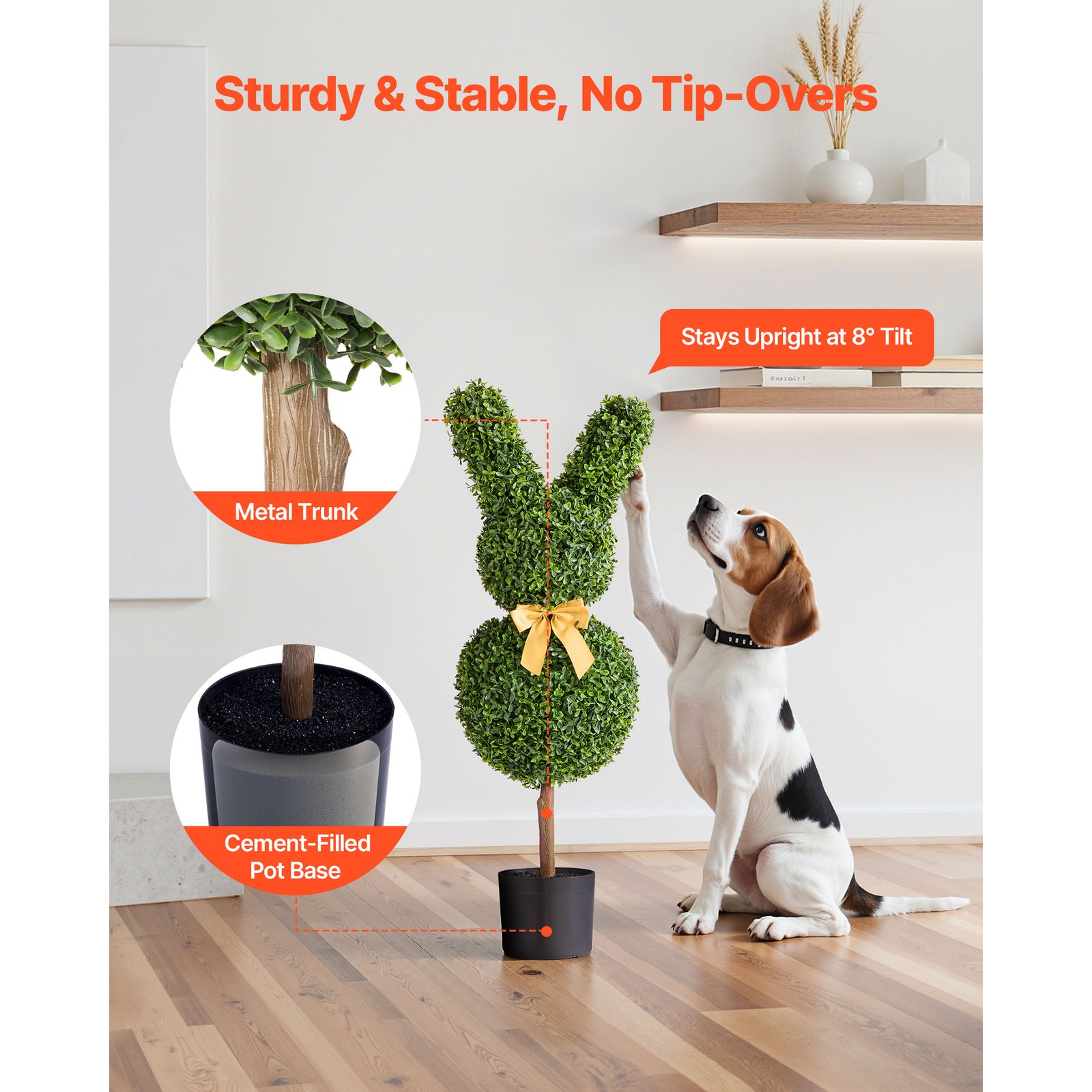 Uimoso 36-Inch Artificial Bunny-Shaped Boxwood Ball for Home Decoration