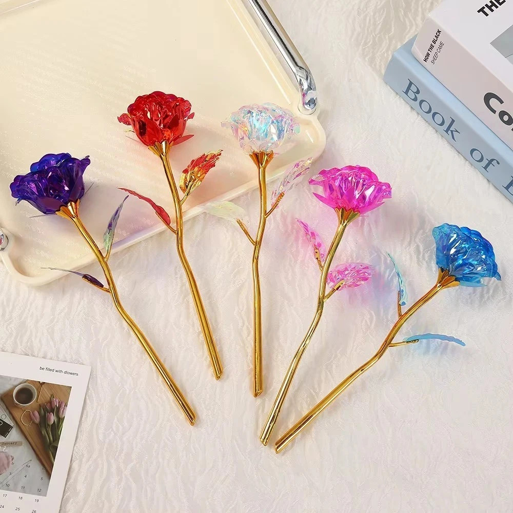 24K Gold Foil Rose Artificial Flower Valentine Gift Wedding Party Decor