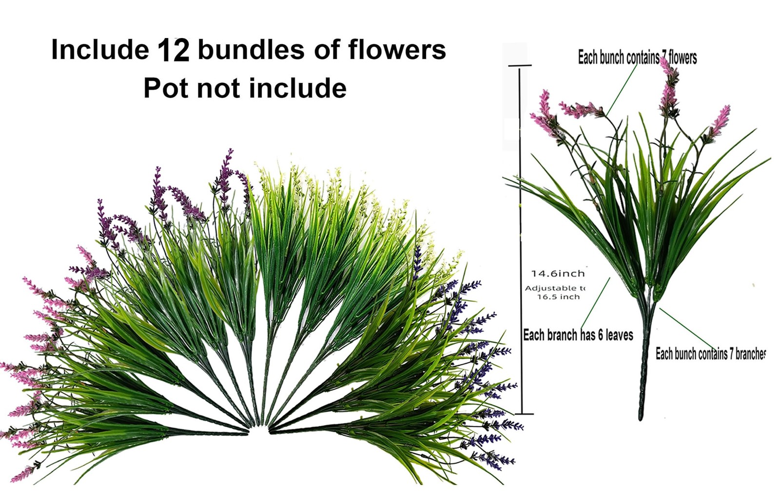 Artificial Grass Fake Plants，Outdoor Fake Monkey Tail Grass with Flowers for …