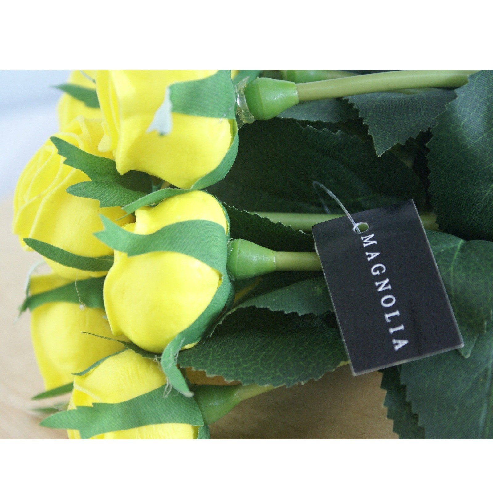 Magnolia Home Yellow Cabbage Rose Stems Faux Floral Decor 12 Inch Set of 12