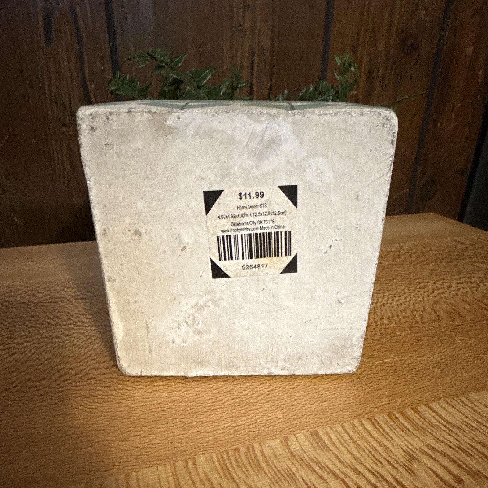 Hobby Lobby Artificial Leaf Plant Ceramic Planter 4.92 in Green/White/Blue
