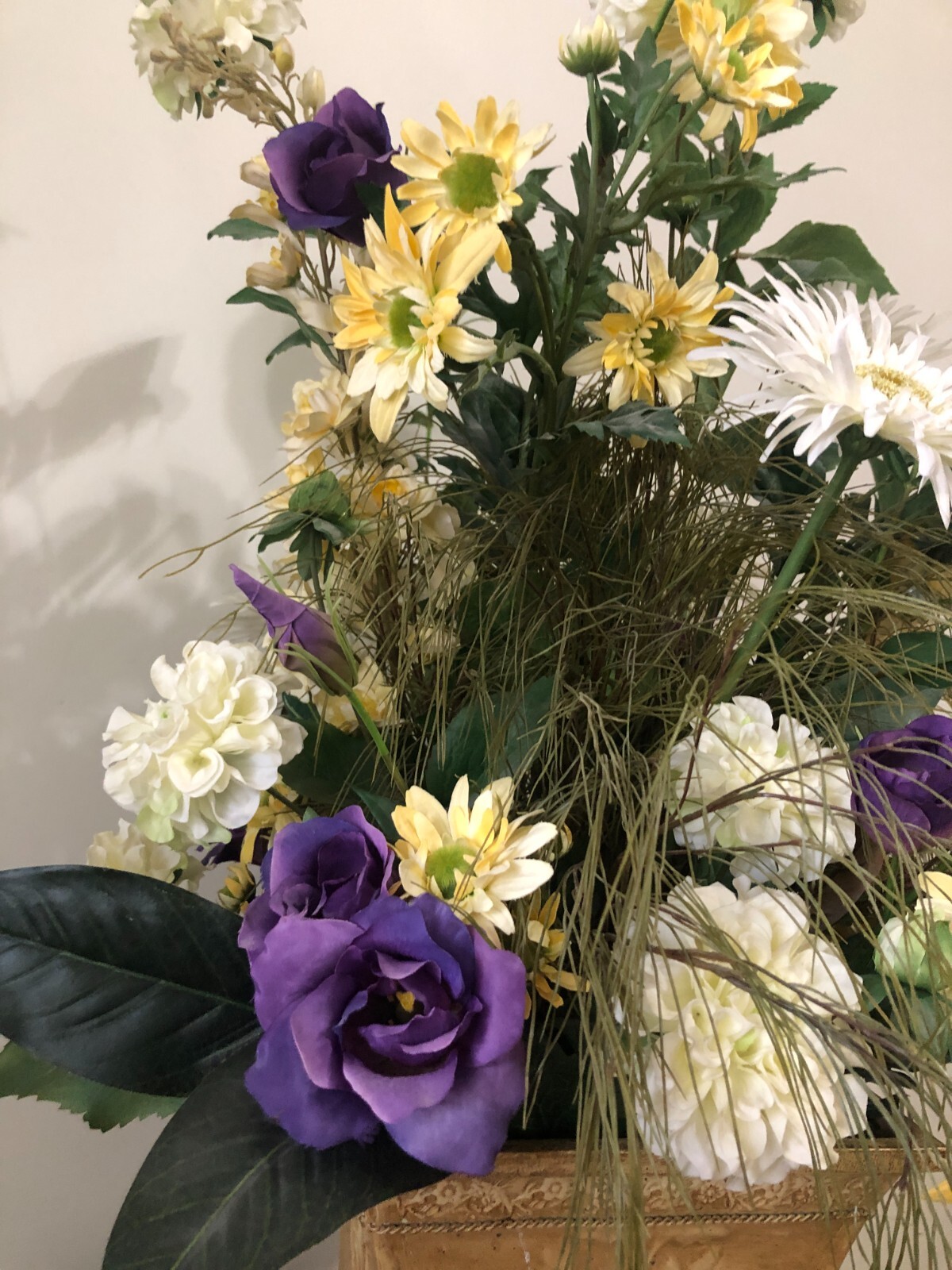 31″ Elegant Purple & Gold Faux Floral Arrangement