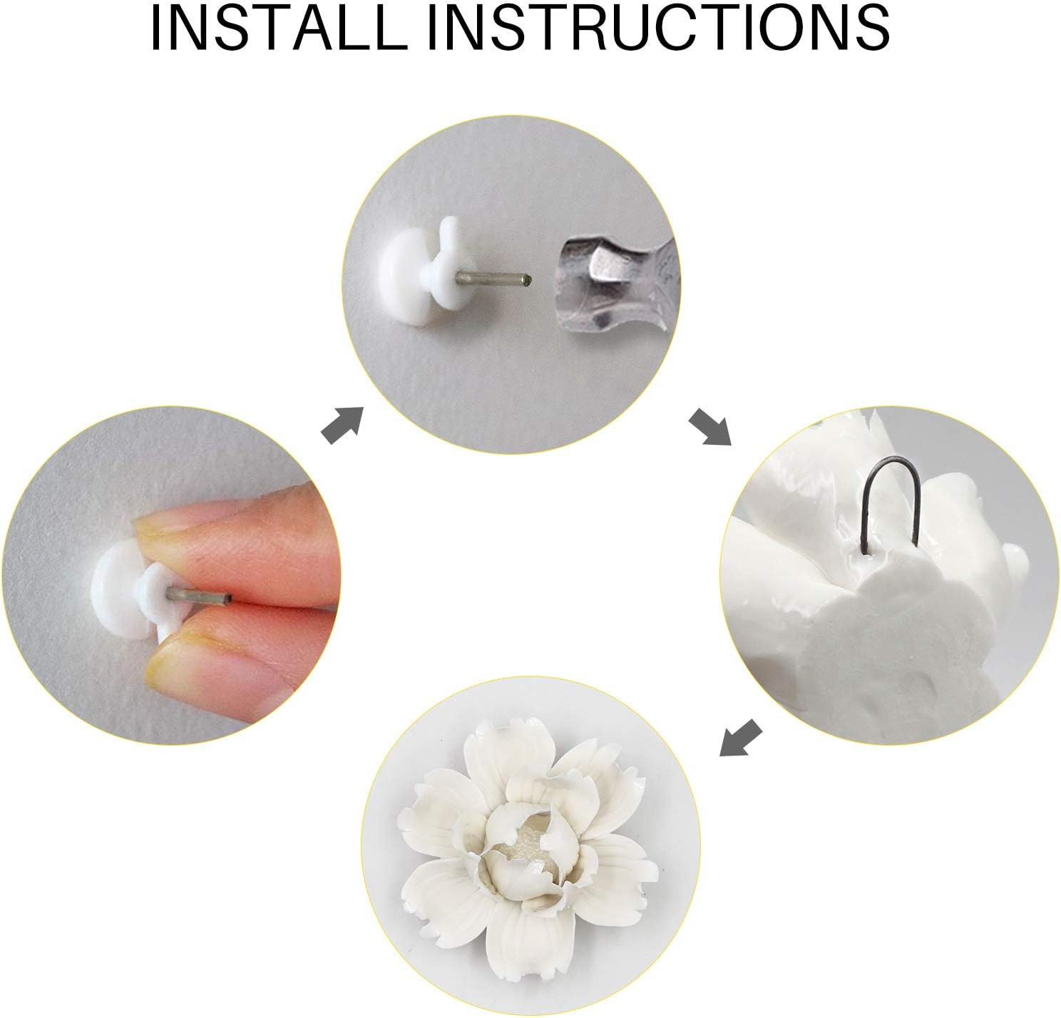 5 Pcs Ceramic Flower Wall Decor Handcrafted 3D Hanging Porcelain Flowers Wall Ar