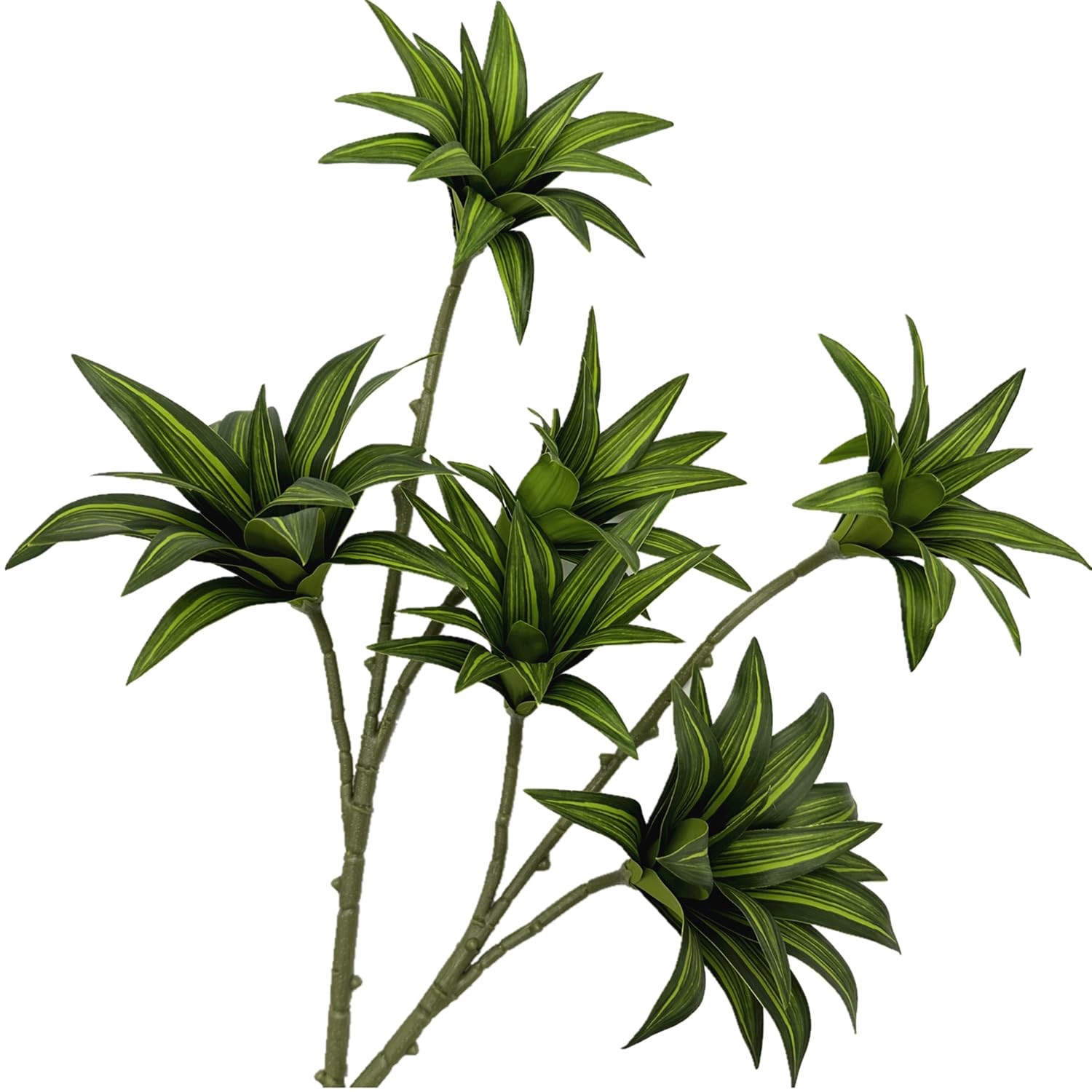 Artificial Dracaena Plant, Faux Branches Plastic Leaves 18.5 Inch Greenery St…