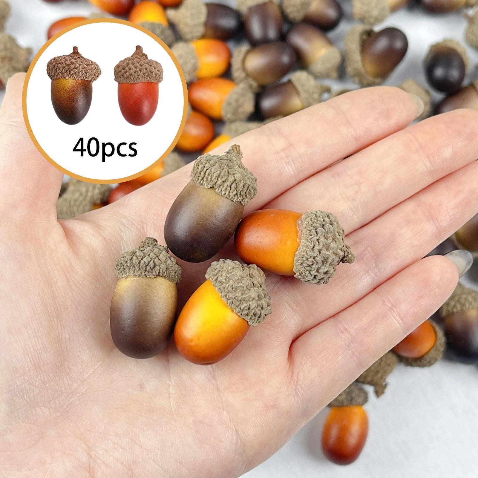 40 Pieces Artificial Acorns Lifelike Mini Nutty for Christmas House Seasonal