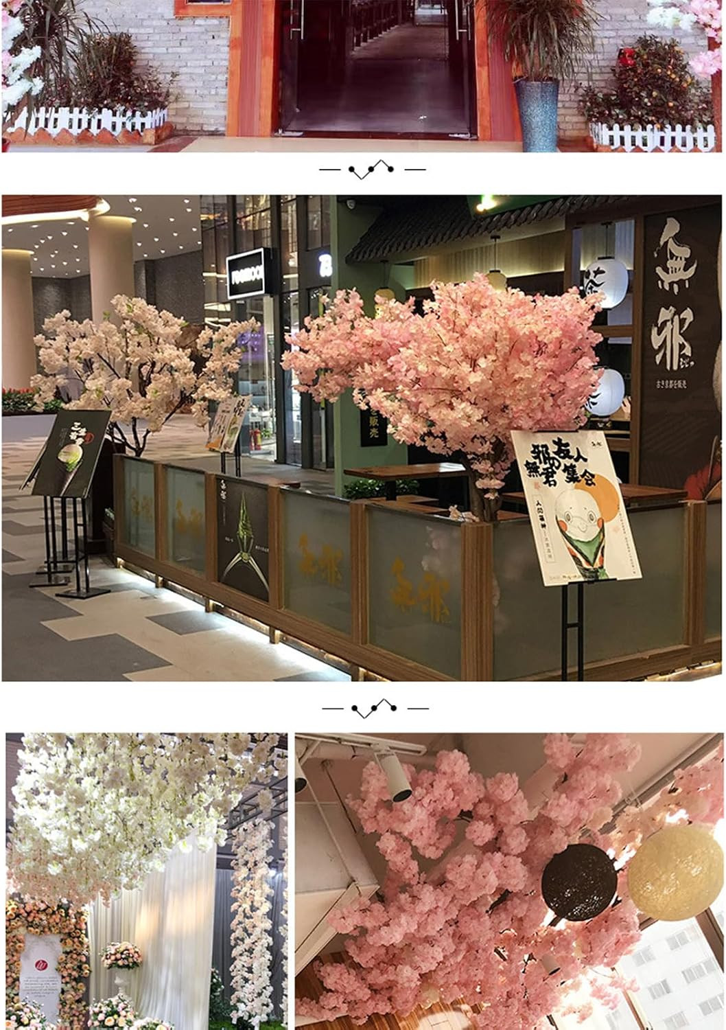 50PCS Artificial Cherry Blossom, Silk Cherry Blossom Branches, Realistic Fake Fl