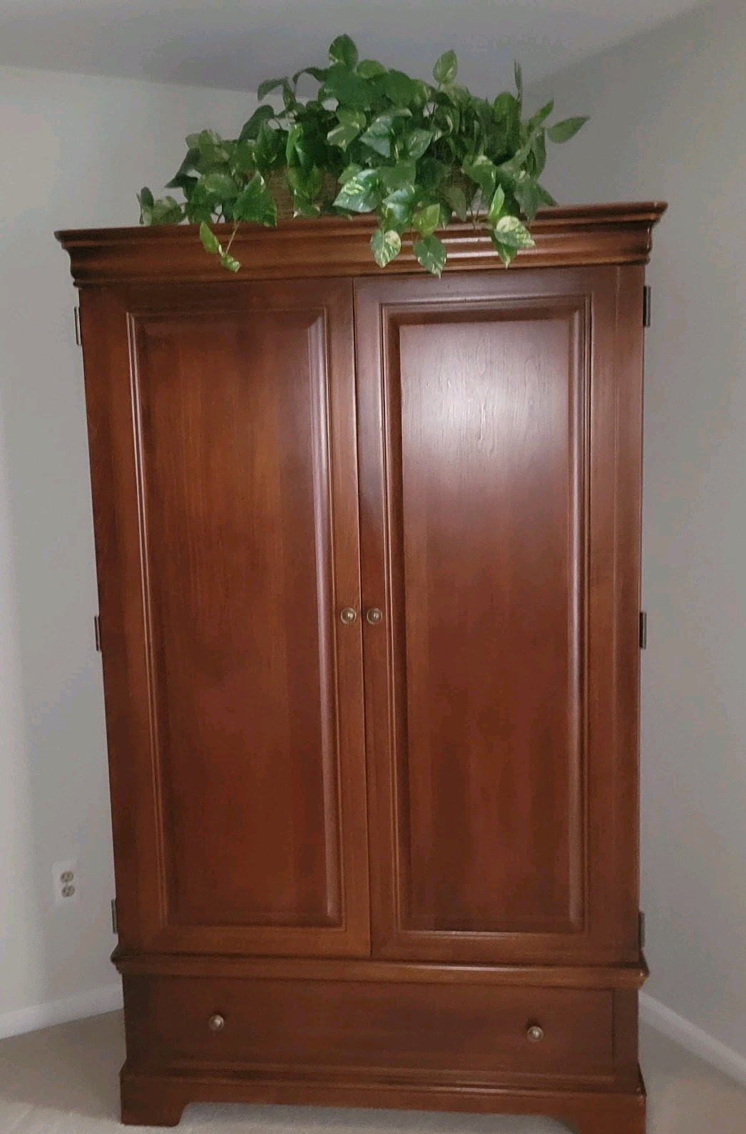 Indoor Faux Artificial Ivy Pothos Plant In Wicker Ledge Basket
