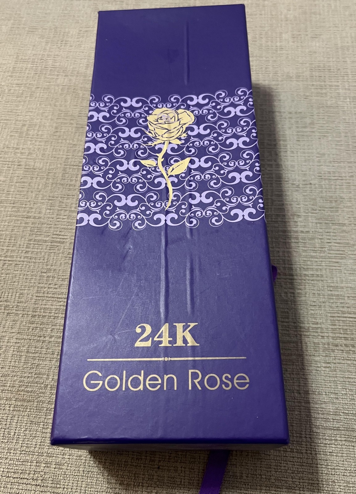 24K Golden Rose Purple Metal Flower Stem 12 Inch Artificial Gift Decor Romantic
