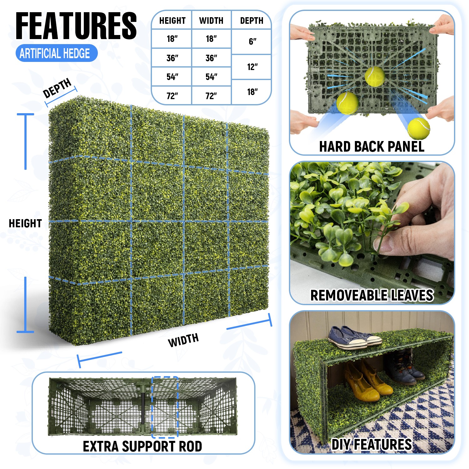 Artificial Boxwood Hedge Wall Fake Grass Fence Panel Home Garden Decoration