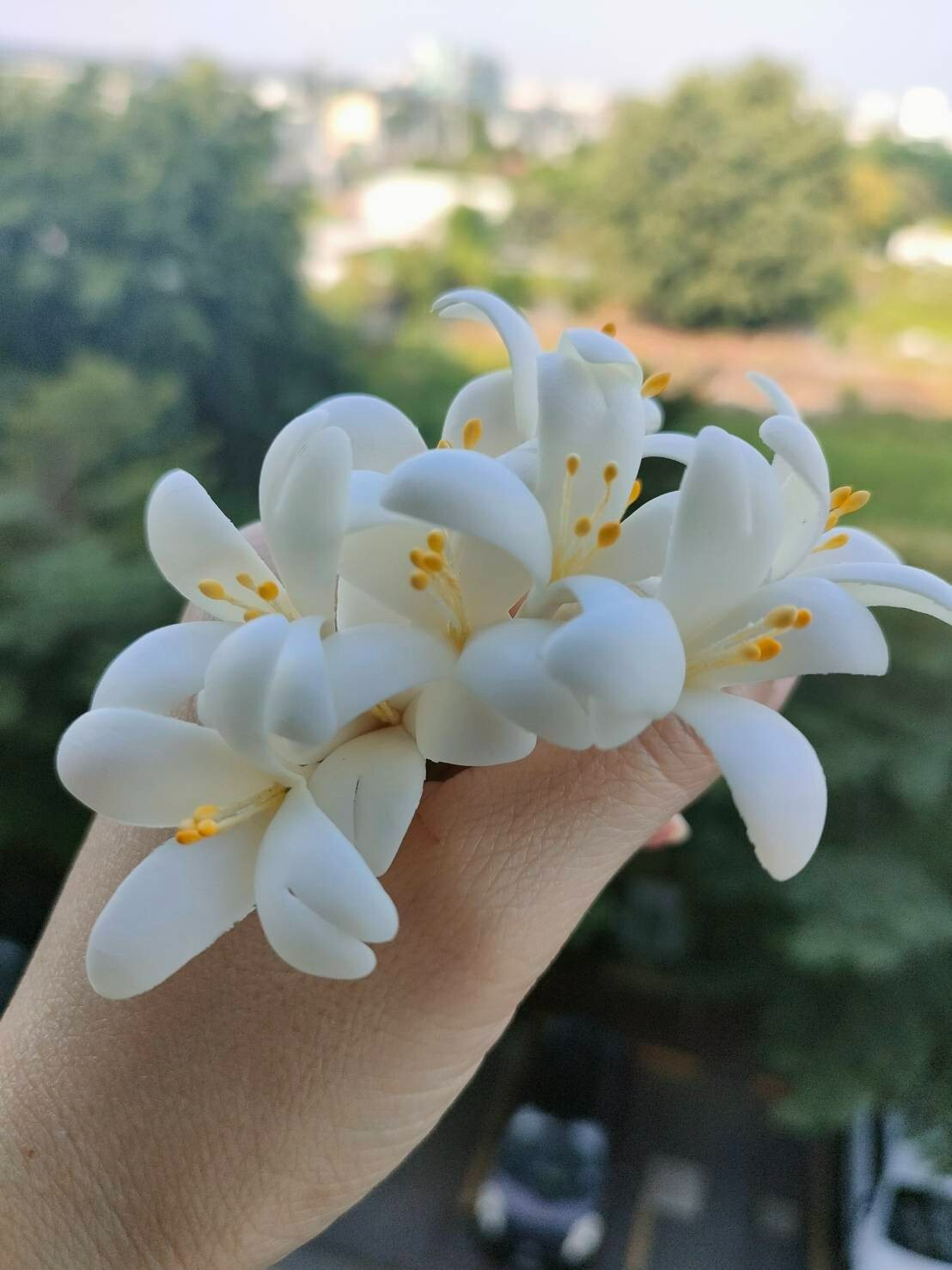 10 Pcs. Indian Cork Flowers Clay Artificial Thai Handmade Decorate Arrangement