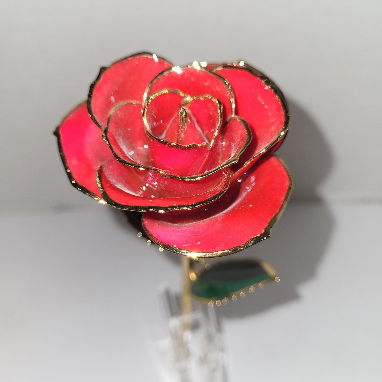 Living Gold Real Rose Dipped In 24K Gold Red Boxed Vintage With Certificate