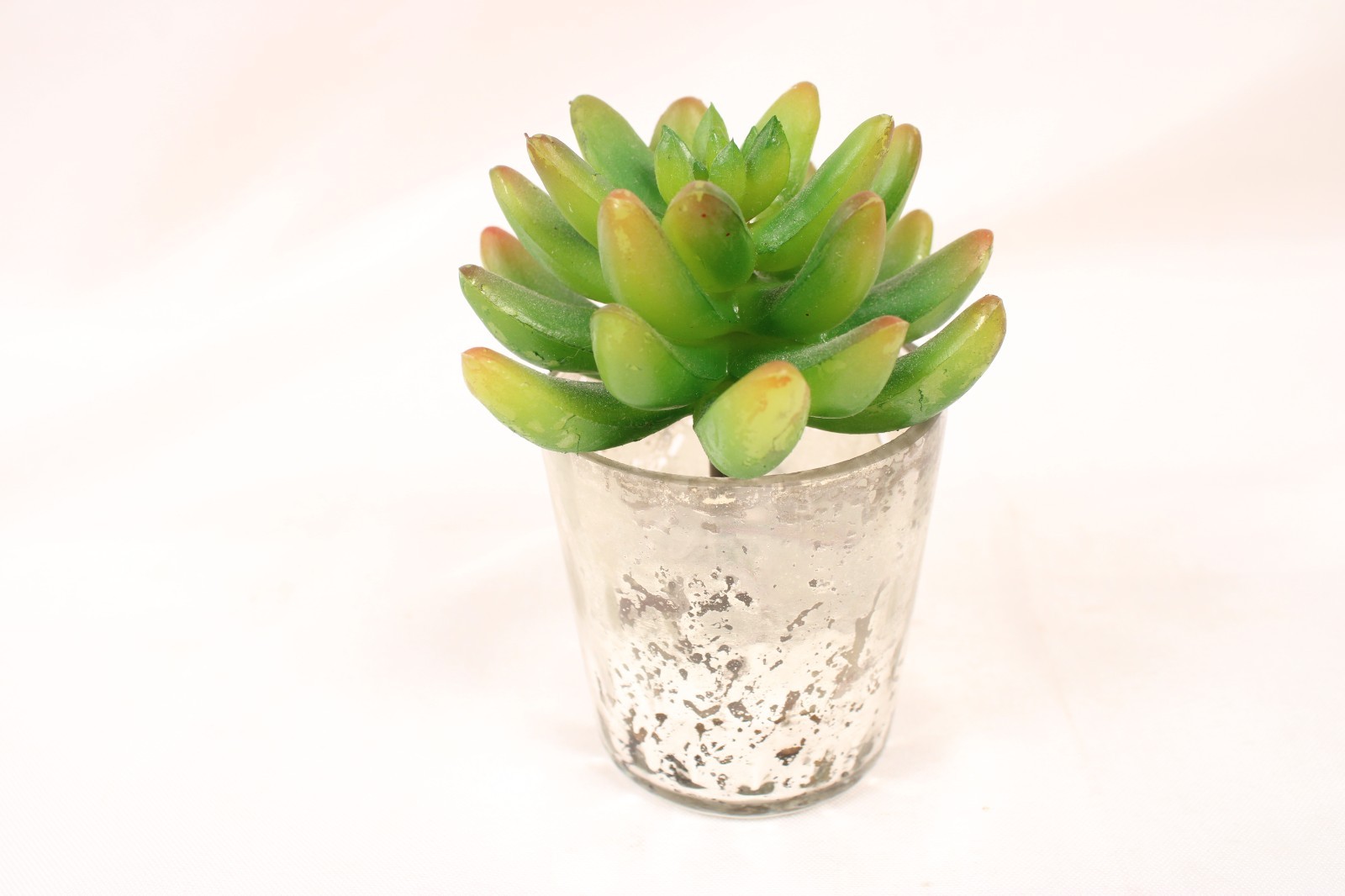 Set Of 3 Garden Faux Succulents Small Mirrored Glass Pot Artificial Plant Decor