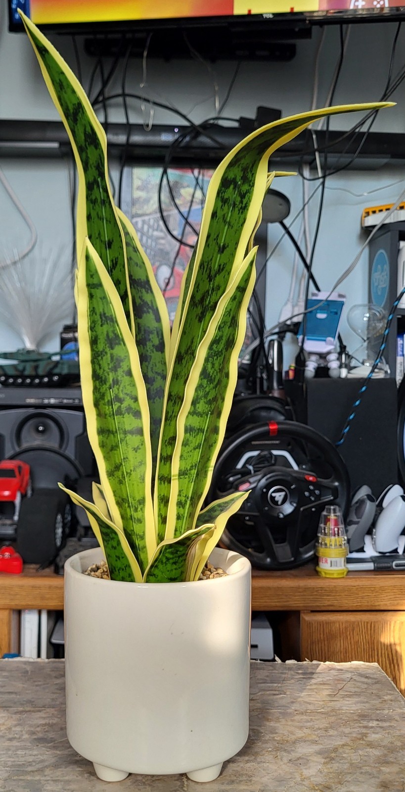 Artificial Snake Plant Potted, Sansevieria (Real Looking) 20″ Tall Porcelain Pot