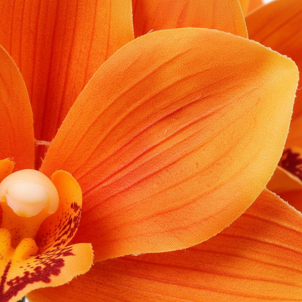 Artificial Orange Orchid Bouquet Real Touch Cymbidium Flowers 6 Stem Bundle