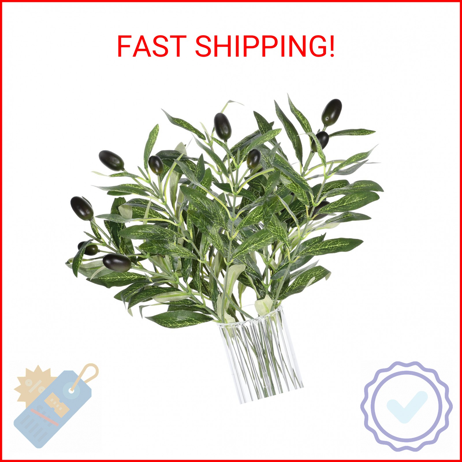 JJUNW 5 Pcs Artificial Plants Olive Tree Branches, 11 Inch Faux Olive Tree 2 For