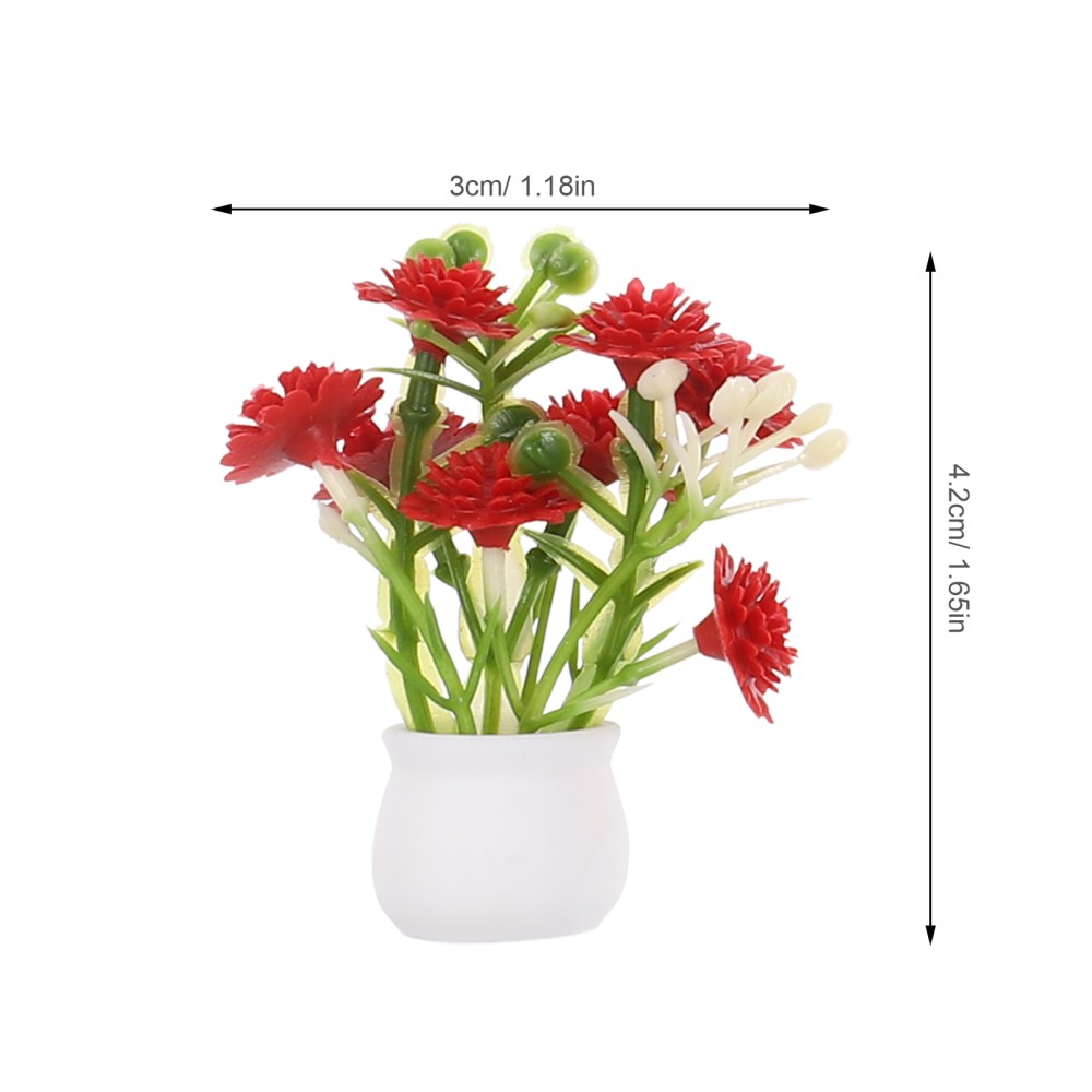 5pcs Mini Flower Pot Set with Artificial Flowers for Dollhouse and Fairy Garden
