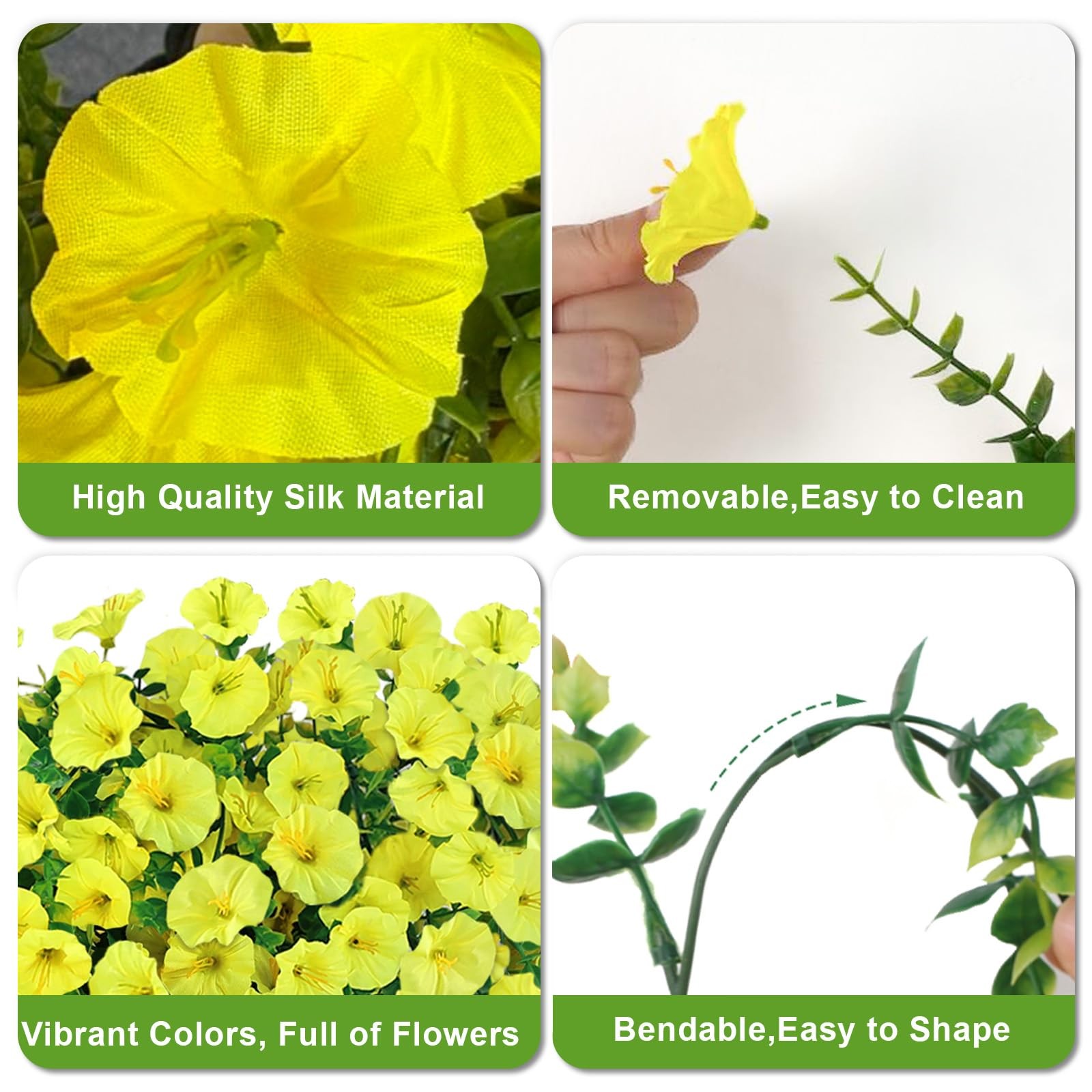 Artificial Flowers for Outdoors, 6-Pack 420 Blooms UV Resistant Hanging Morni…