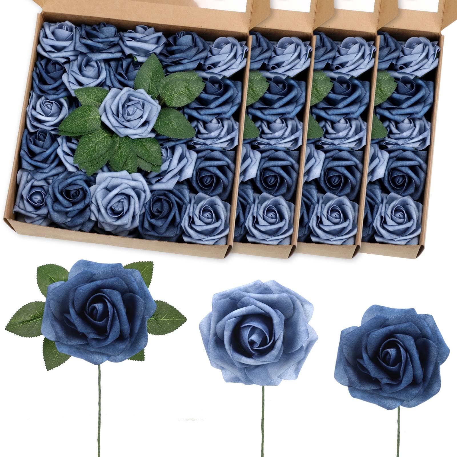 Luinabio 100 Pcs Artificial Foam Rose Flower Faux Bouquet Wedding Fake Rose G…