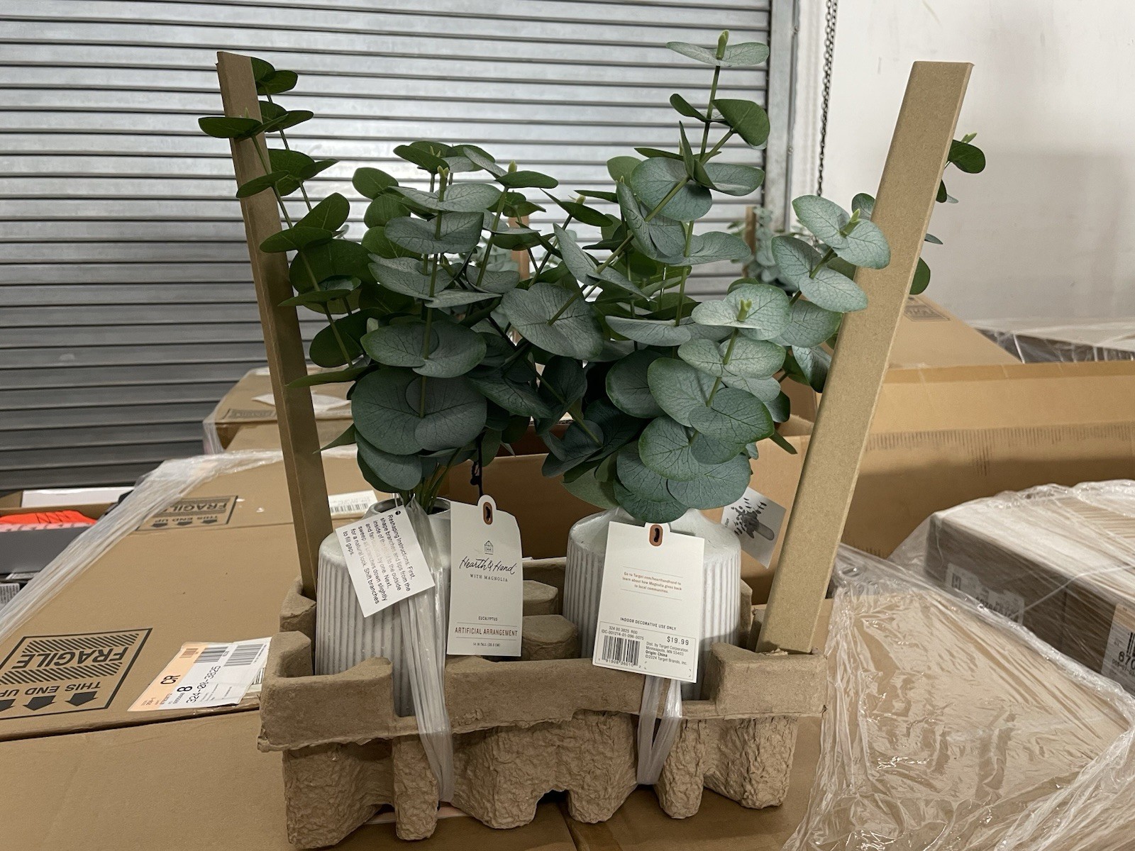 Artificial 14” Eucalyptus potted arrangement; Hearth&Hand by Magnolia, box of 2!