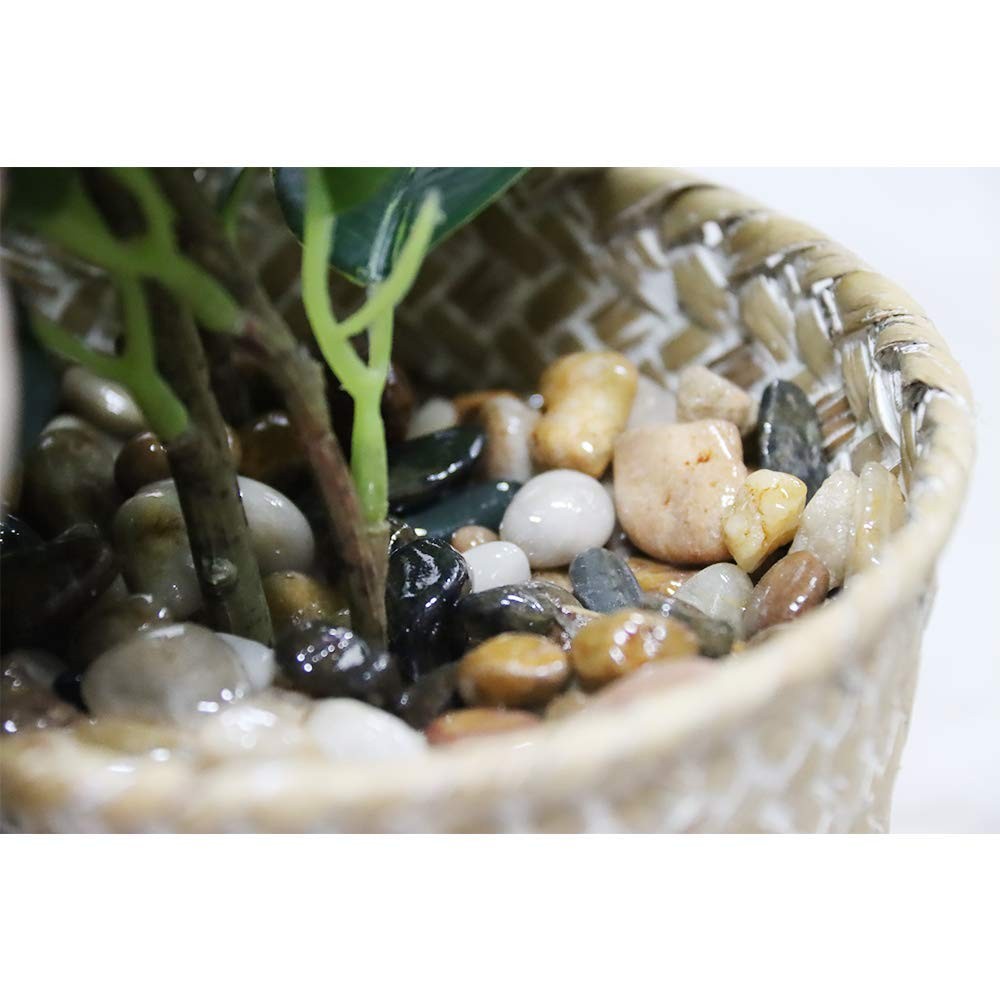 Artificial Ficus Tree Small Fake Plants in Weaved Pot 20″ Height for Living R…