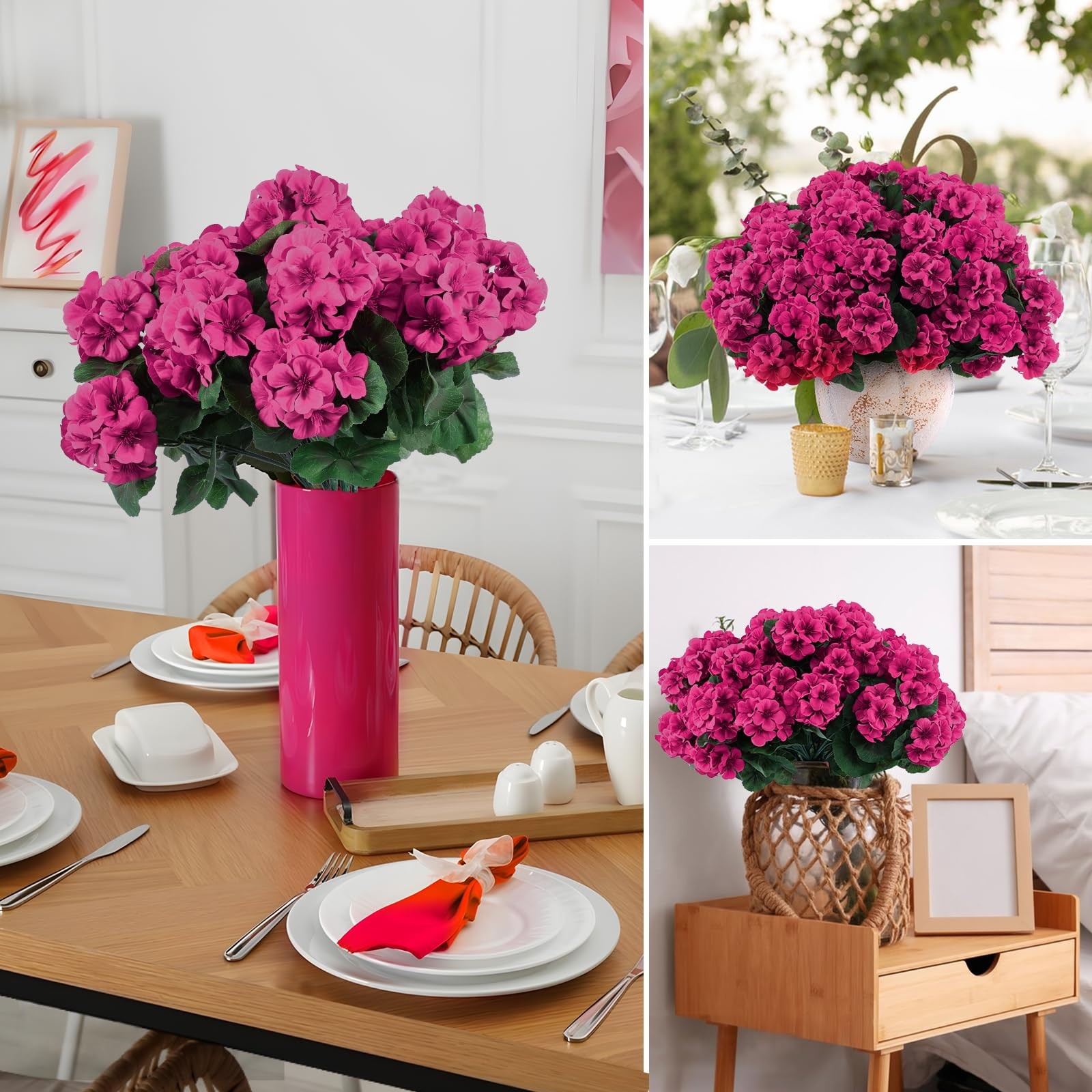 Best Hananona 12 Pcs Artificial Geranium Flowers for Outdoors Silk Outdoor UV