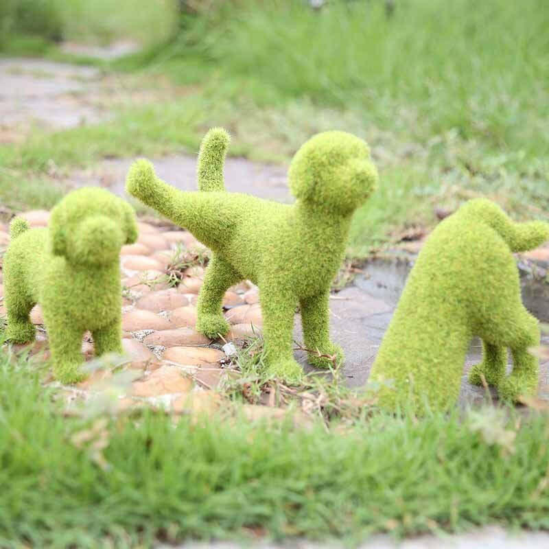 Dog Statue Decorative Cat Topiary Flocking Sculptures Outdoor Garden Yard Decor