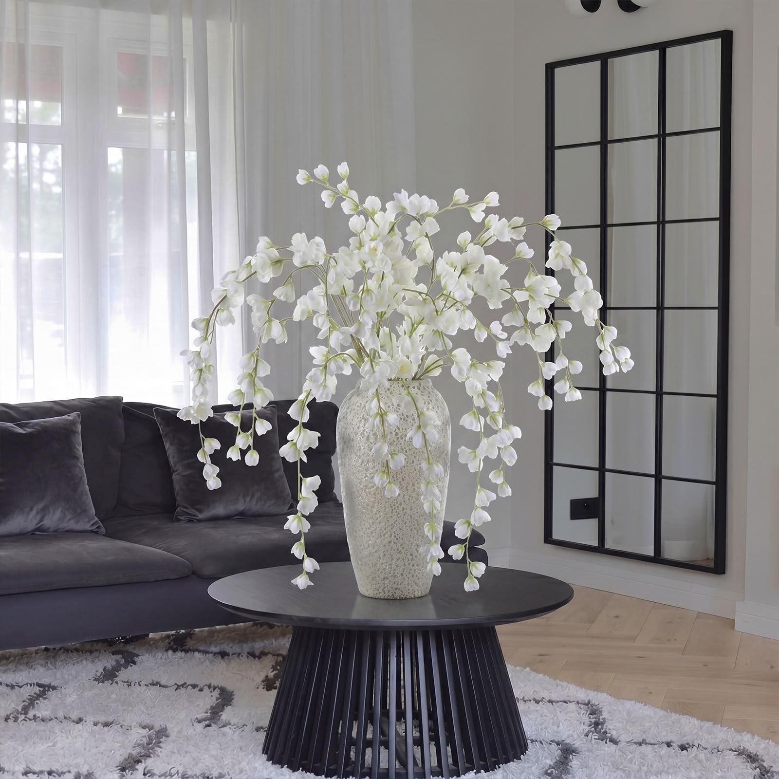6 Pcs Artificial Blossom Long Stems, 43″ Faux Silk Flower Branches for Tall V…