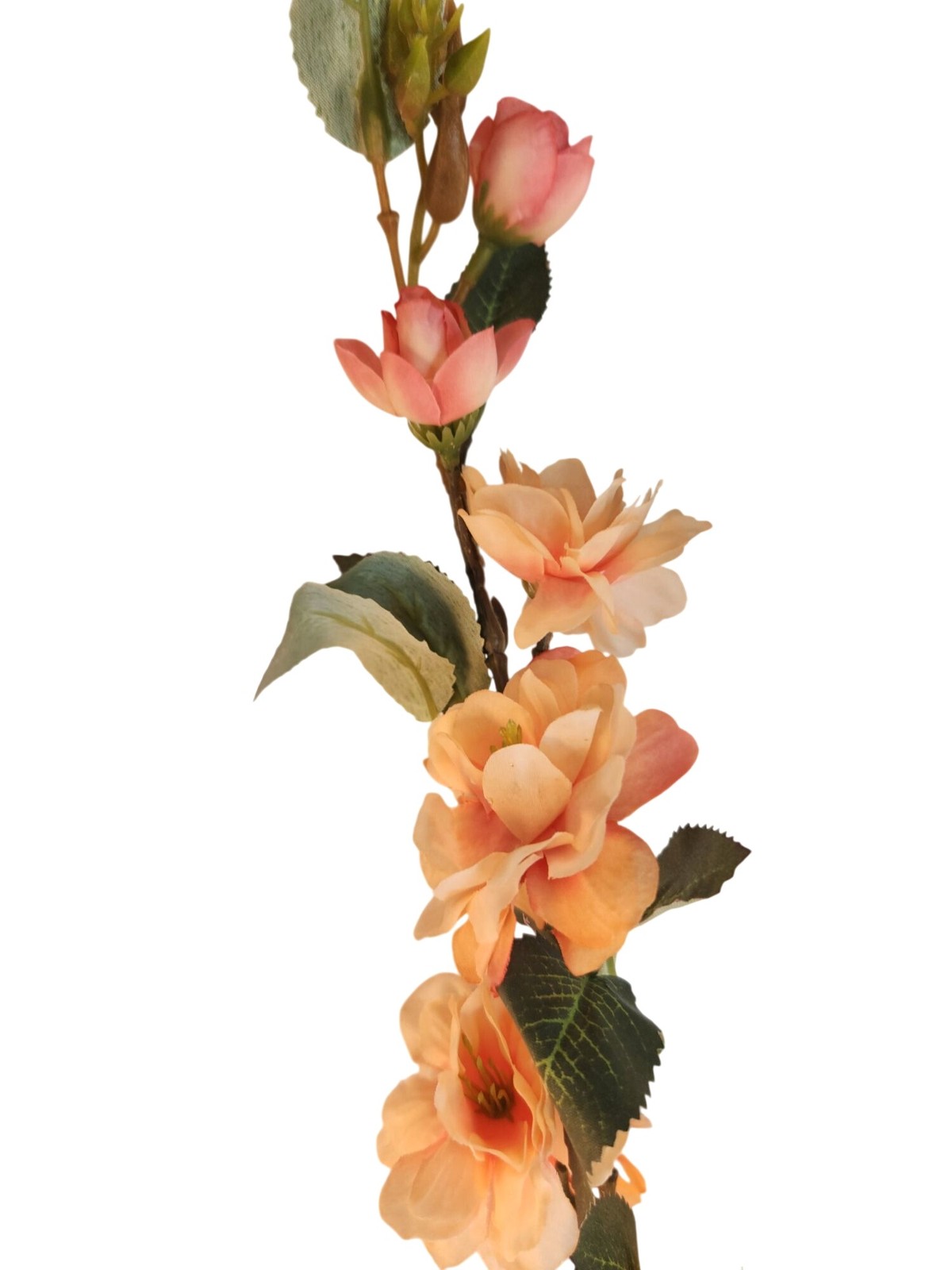 Peach Blossom Stem Artificial Flower Branch 33 Inch Faux Floral Spray Orange Flo