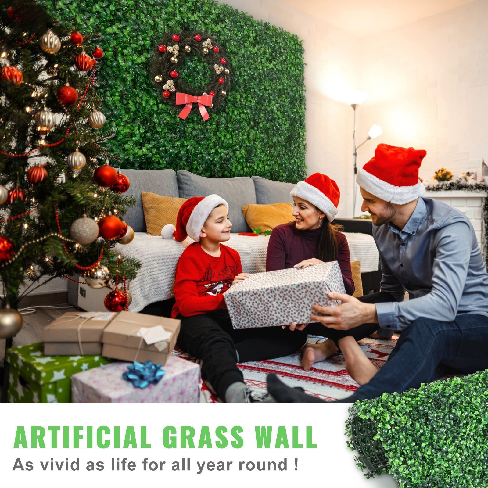 12PCS 10×10 inch Artificial Boxwood Panels, Boxwood Hedge Wall Mat
