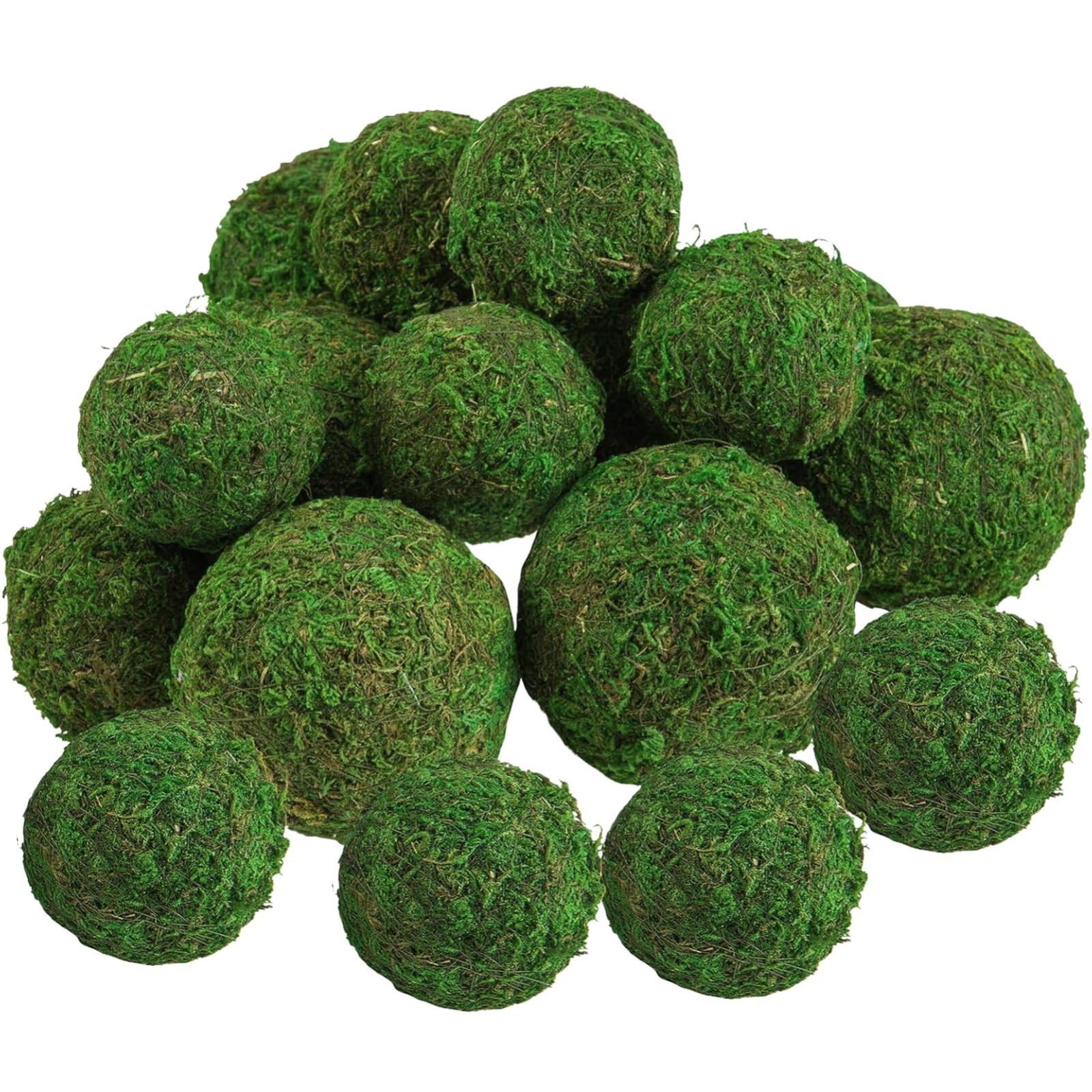 18 Pack Decorative Faux Dried Moss Balls – 6″ & 2.2″ Green Plant Spheres for Hom